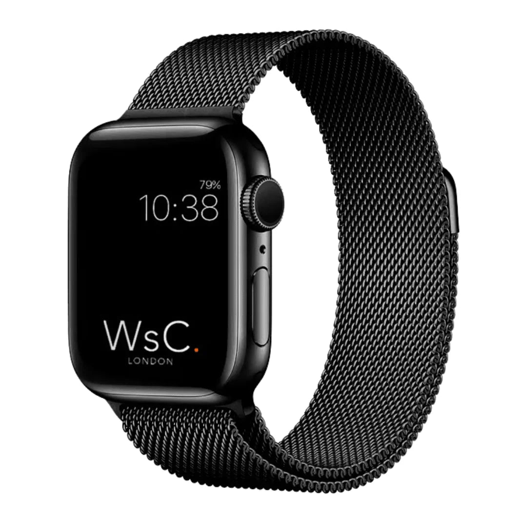 Black | Apple Watch Milanese Magnetic Loop Strap | Stainless Steel Band | 42mm / 44mm / 45mm