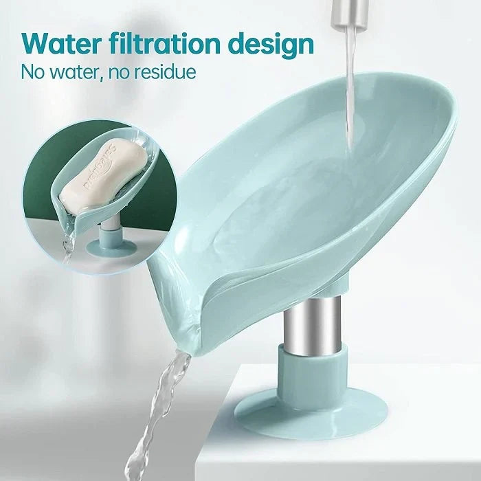 Leaf-Shaped Self-Draining Soap Holder | Stylish Waterfall Design with Suction Base for Bathroom & Kitchen | Random Colors