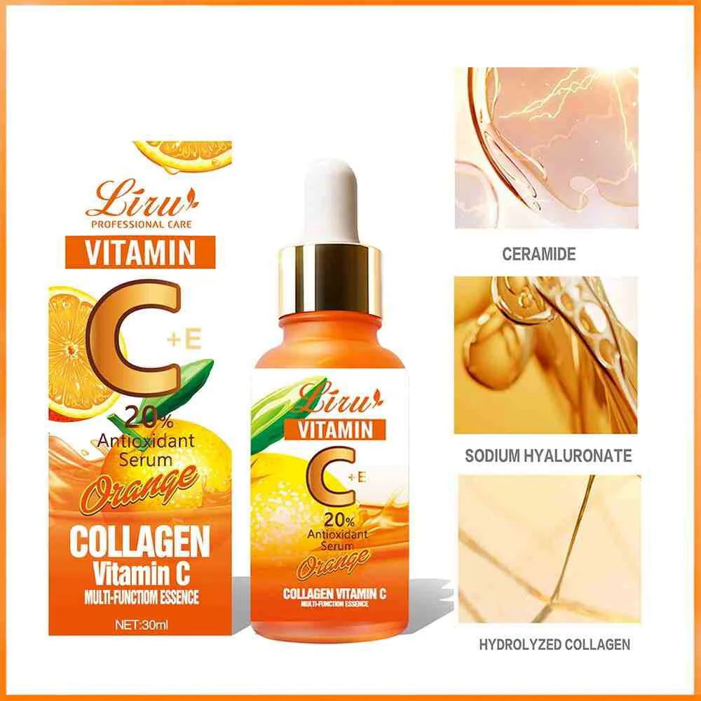 Liru Collagen Vitamin C Serum Orange 30ml Brightening Anti-Aging Face Serum for Glowing Skin