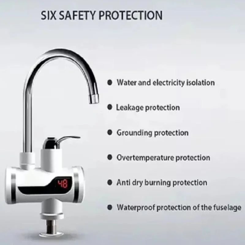 Electric Instant Heating Faucet | Digital Temperature Display | Kitchen & Bathroom Hot Water Tap