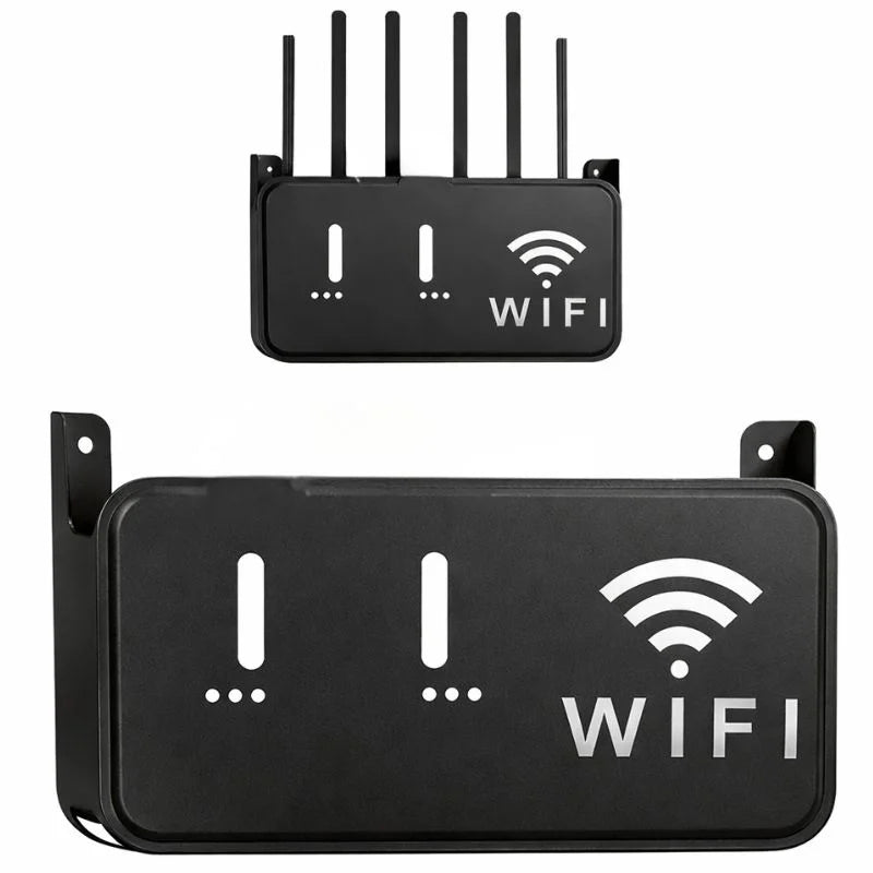 Light Gray WiFi Router Storage Box & Wall Mount Shelf Universal Cable Organizer | Space-Saving Holder for Modem, Set-Top Box & Smart Devices | Home & Office Use