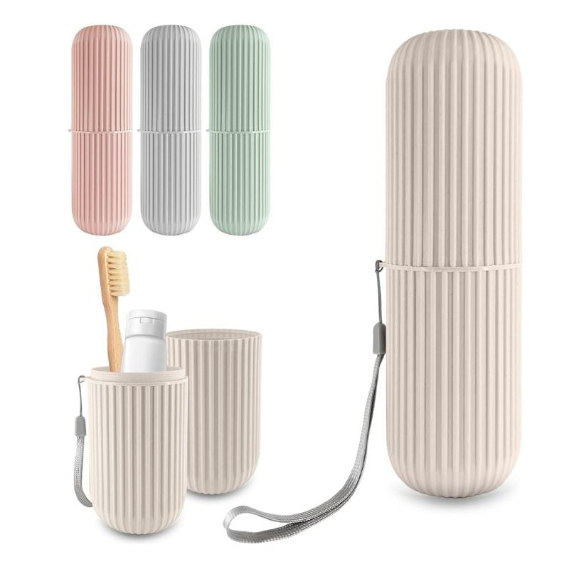 Portable Toothbrush & Toothpaste Holder Case | Travel Storage Box with Cup Function