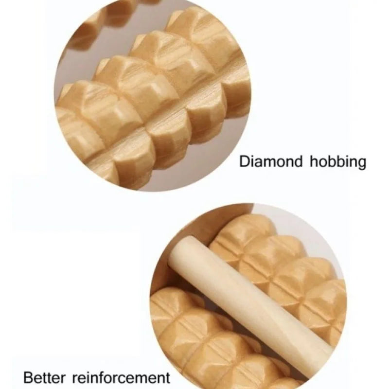 Wooden Foot Roller Massager | Manual Reflexology Therapy Tool for Pain Relief, Stress Relaxation & Foot Care