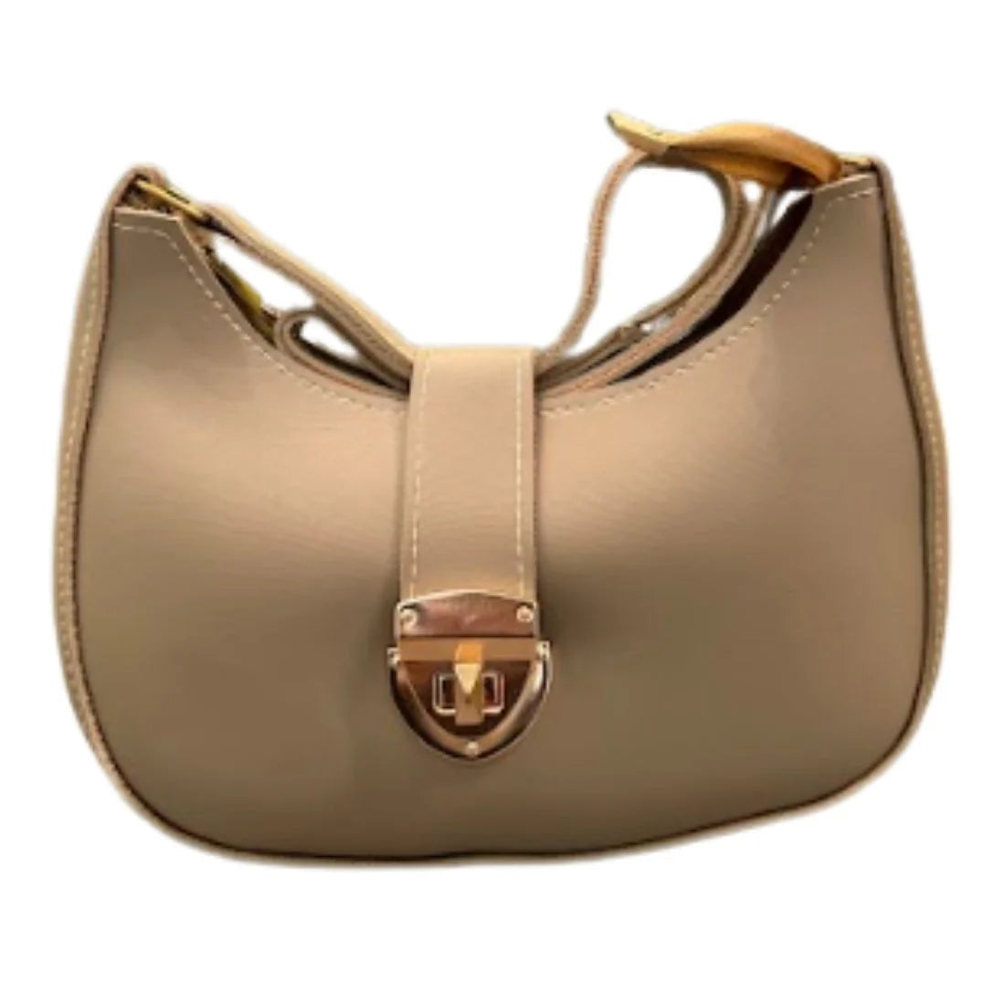 Crescent Leather Luxury Shoulder Bag for Women | Skin Color