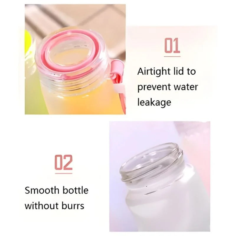 Pink Frosted Glass Water Bottle | Leak-Proof Insulated Bottle with Hello Master Decal Logo | 400ml