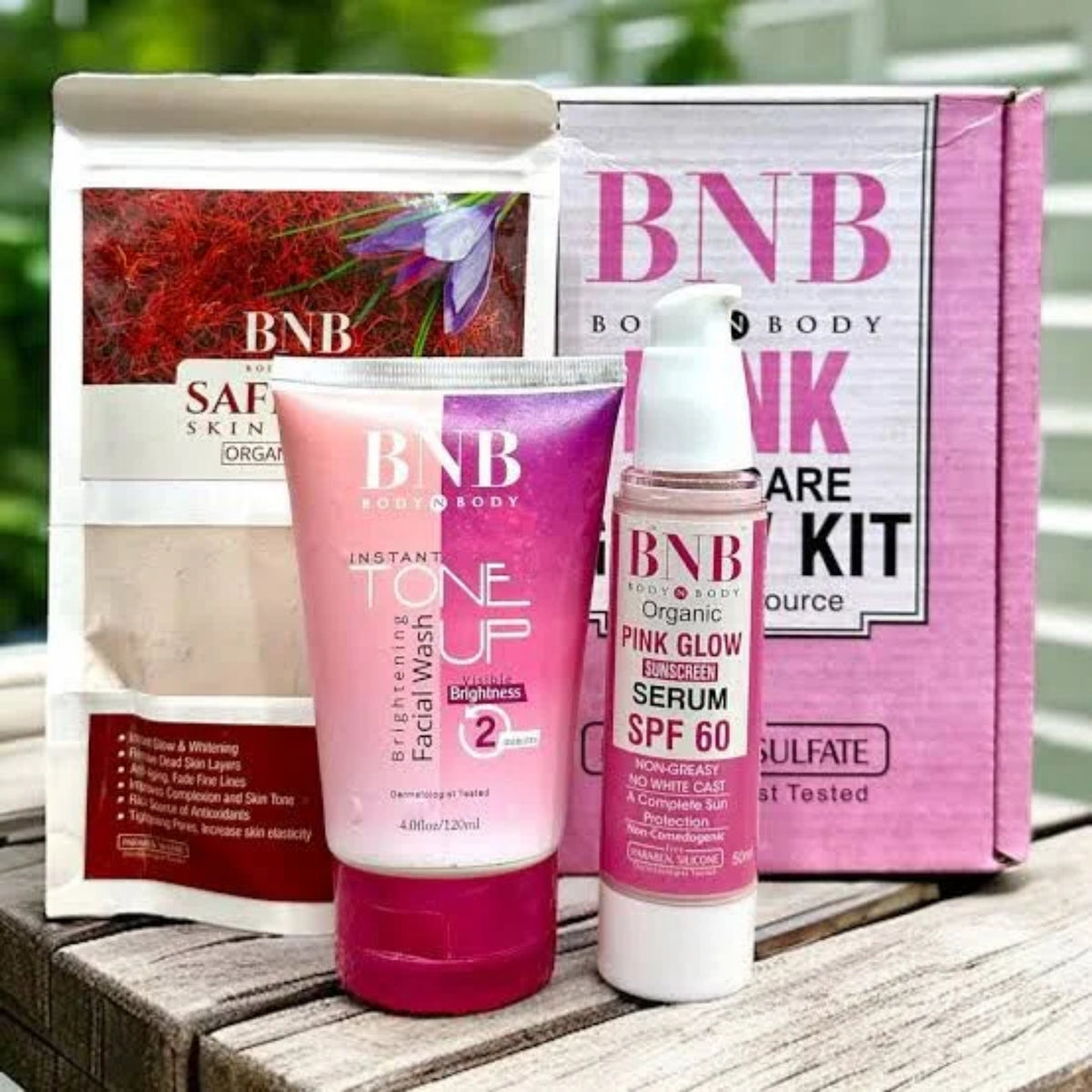 BNB Pink Face Glow Kit | 3-in-1 Skincare Wash Mask SPF Protection Set