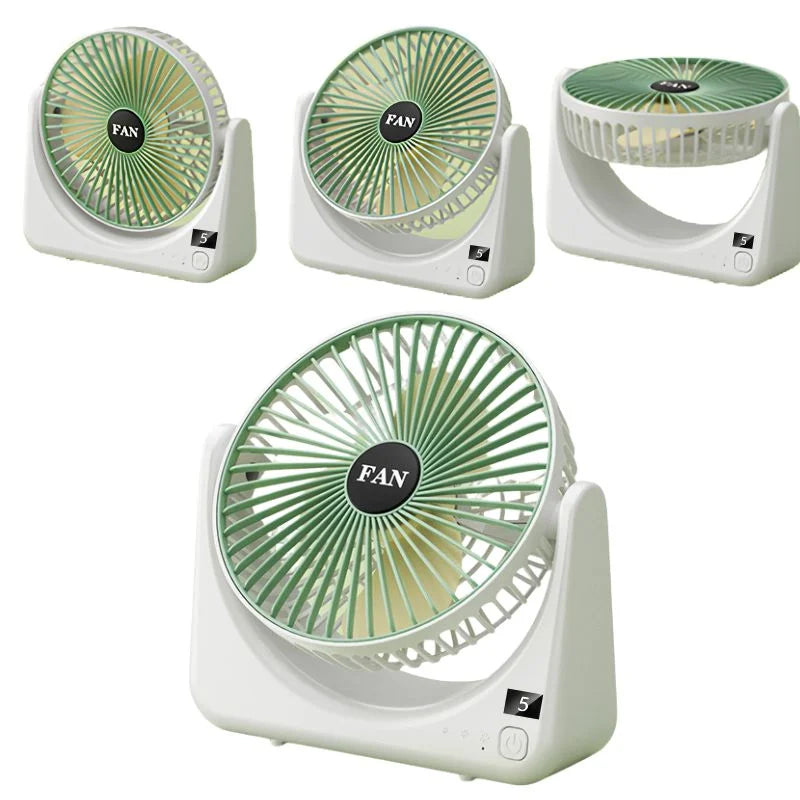 Circular Rechargeable Desktop Fan | Model QL-01 | 3 Speed Personal Cooling Fan | Quiet Air Circulator for Home, Office & Travel | Random Color