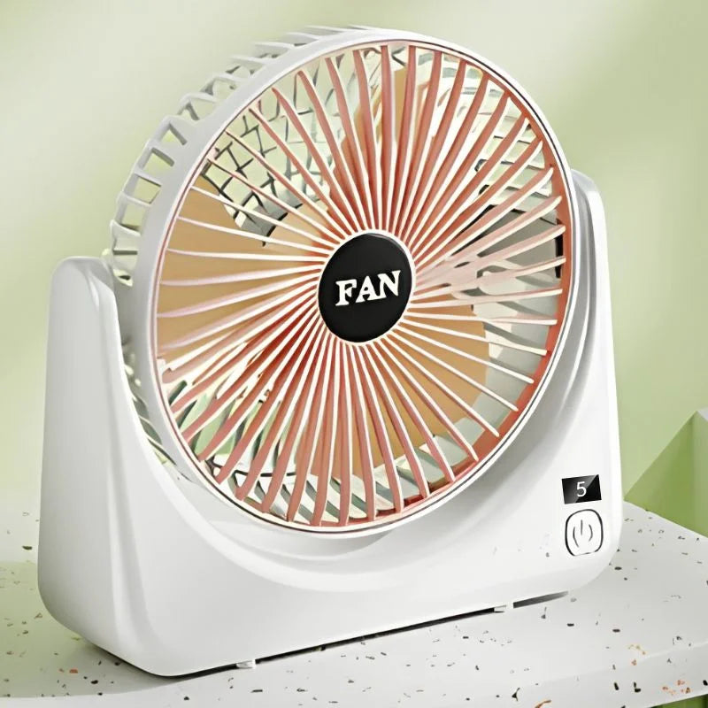 Circular Rechargeable Desktop Fan | Model QL-01 | 3 Speed Personal Cooling Fan | Quiet Air Circulator for Home, Office & Travel | Random Color