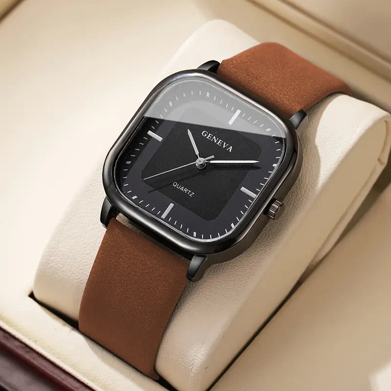 Men's Trendy Square Minimalist Quartz Watch