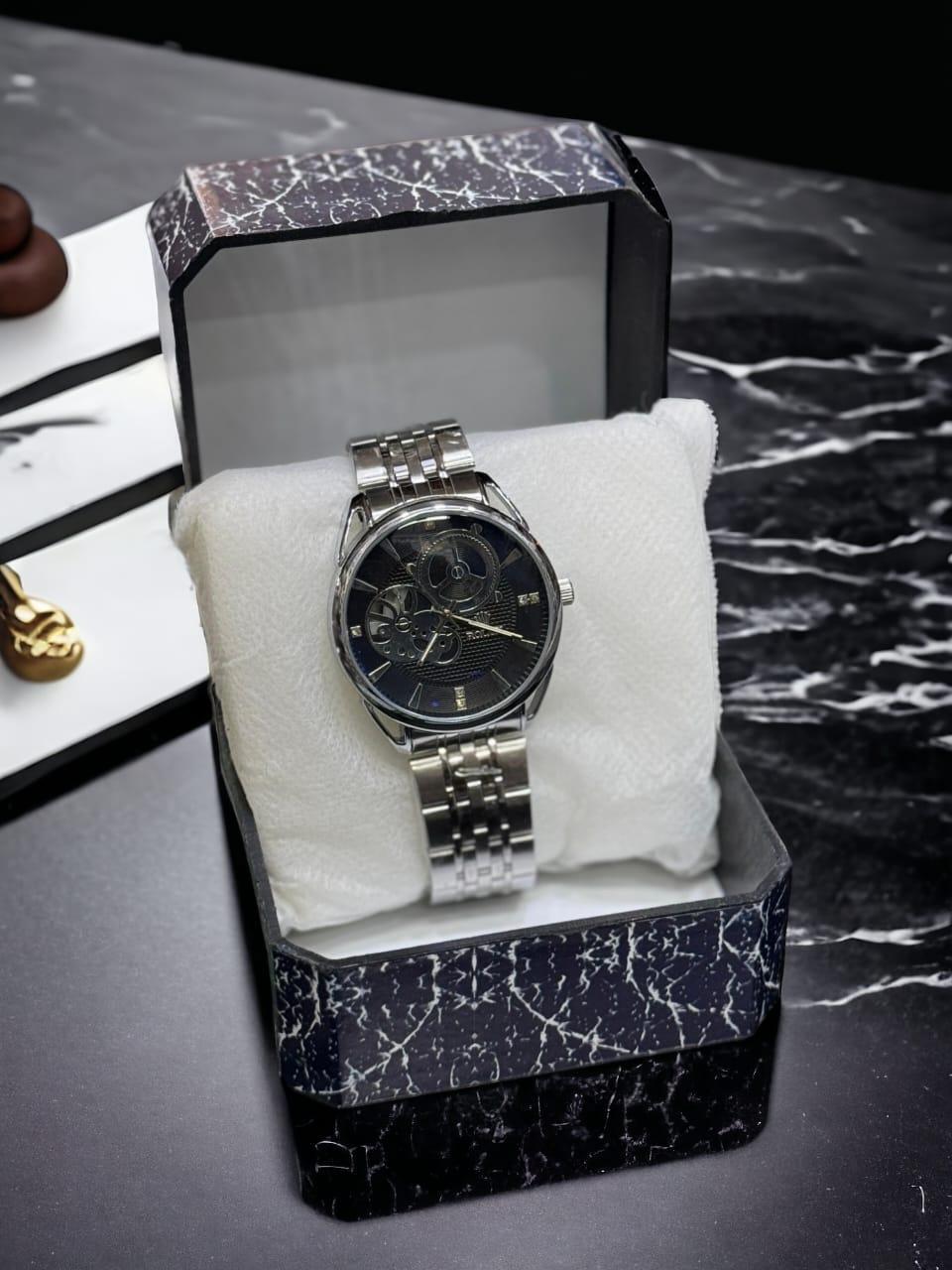 Men's Quartz Analog Watch - Stylish Silver Round Design, 1 Pc