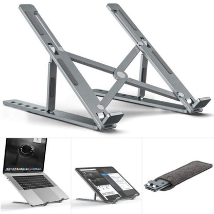 Premium Aluminum Foldable Laptop Stand | Sturdy, Adjustable, Portable | Silver & Black