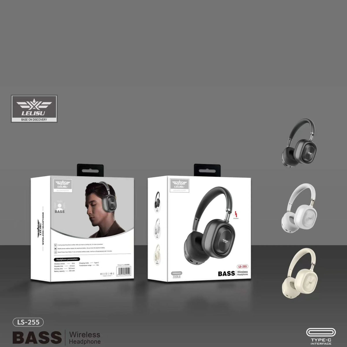 Lelisu LS-255 Bass Wireless Headphones | Bluetooth Over-Ear Headset with Type-C Interface