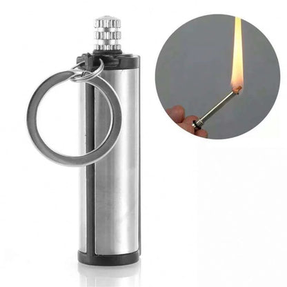 Permanent Match Striker Flint Stone Lighter with Keychain | Waterproof Survival Matchstick for Smoking & Outdoor Use