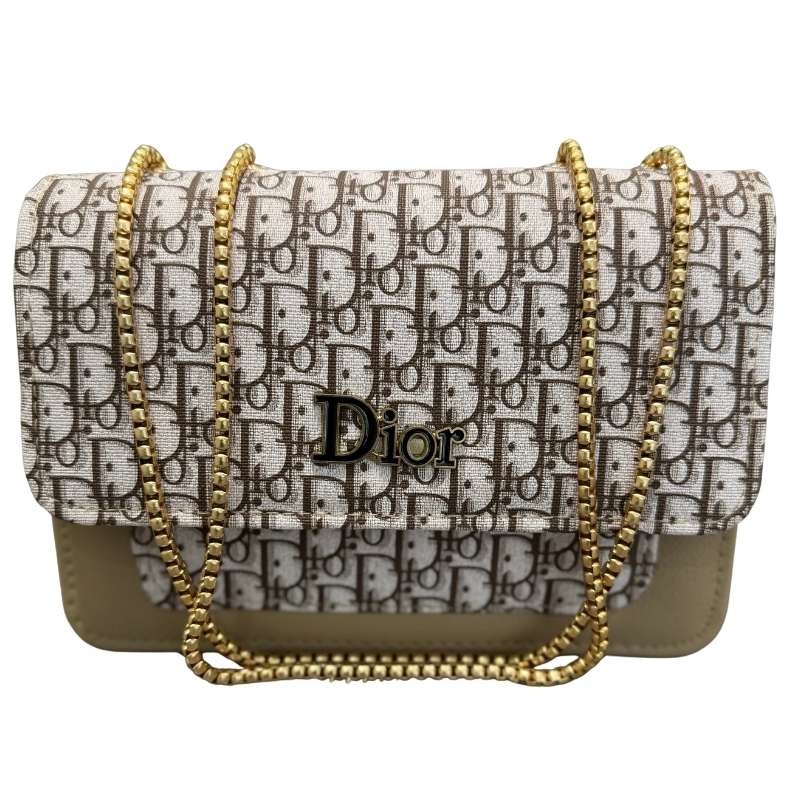 Beige | Dior Oblique Canvas & Leather Flap Clutch | Luxury Designer Handbag for Women