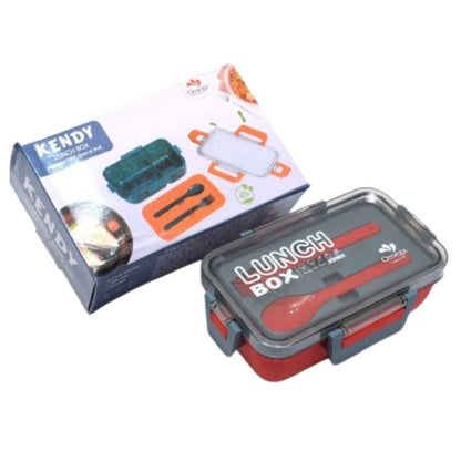 Kendy Lunch Box with Spoon & Fork  | 2-Compartment Portable Tiffin Box for School & Office