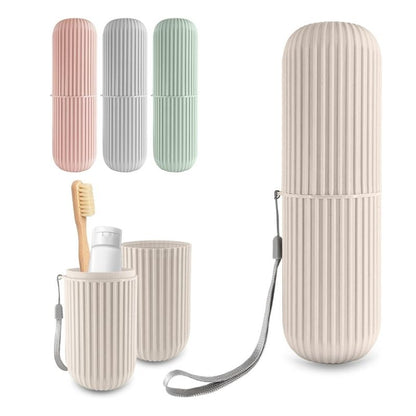 Portable Toothbrush & Toothpaste Holder Case | Travel Storage Box with Cup Function