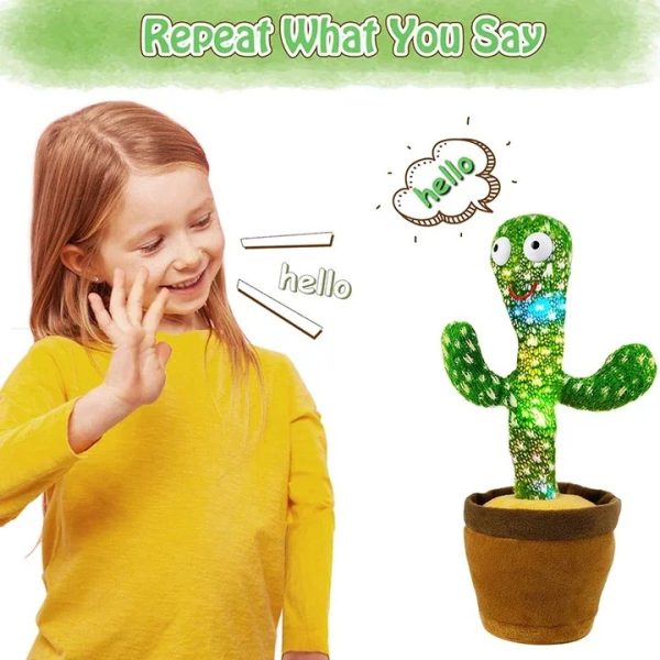 Rechargeable Dancing Cactus Toy with Hat | Interactive Singing, Talking & Dancing Plush for Kids