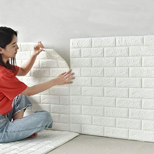 3D White Brick Wall Stickers | Self-Adhesive Waterproof Home Decor | Peel & Stick
