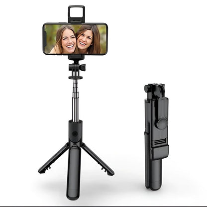 R1s Bluetooth Selfie Stick Tripod with Remote | 360° Foldable Phone & Action Camera Stand with LED Light