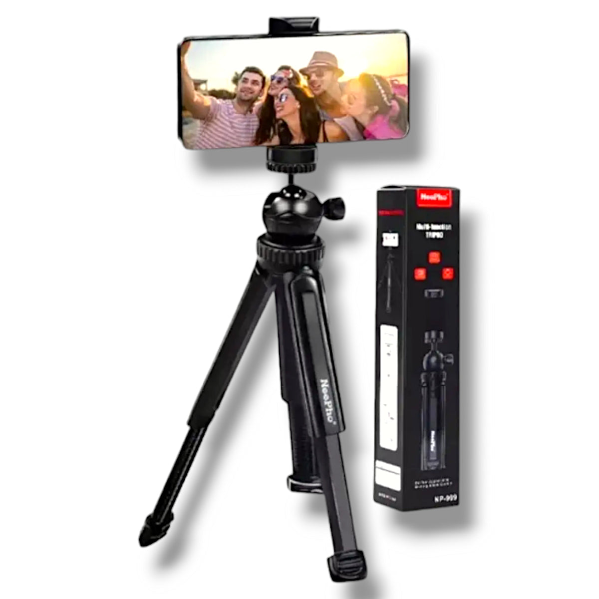 Nepho NP-999 2-in-1 Tripod & Extendable Selfie Stick | Adjustable Height, Universal Smartphone & Camera Mount |  Portable Photography Stand