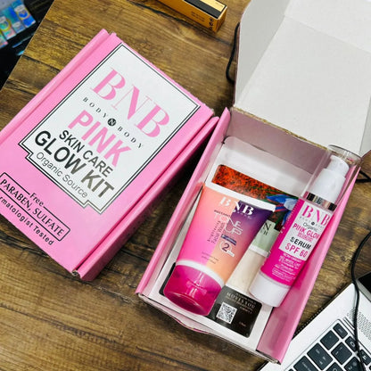 BNB Pink Face Glow Kit | 3-in-1 Skincare Wash Mask SPF Protection Set